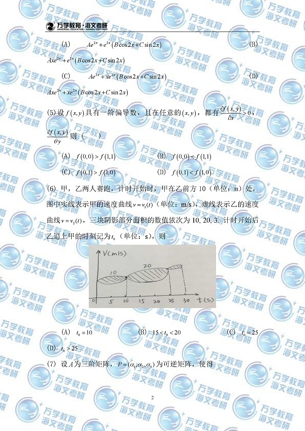 2017考研数学二真题完整版（图片版）